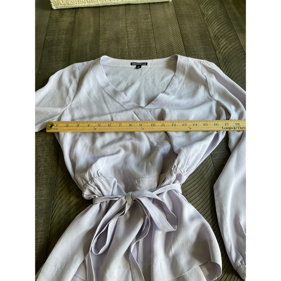J. Crew Lavender Wrap Blouse Women’s Size 4 Long Sleeve V-Neck Tie Waist Top - Picture 6 of 6